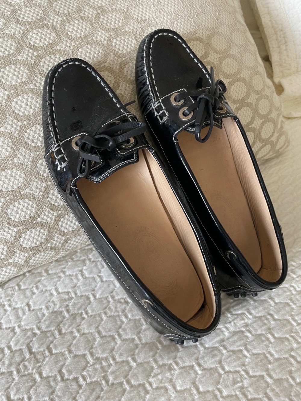 Tods City Driver Black Patent Moccasin 8.5